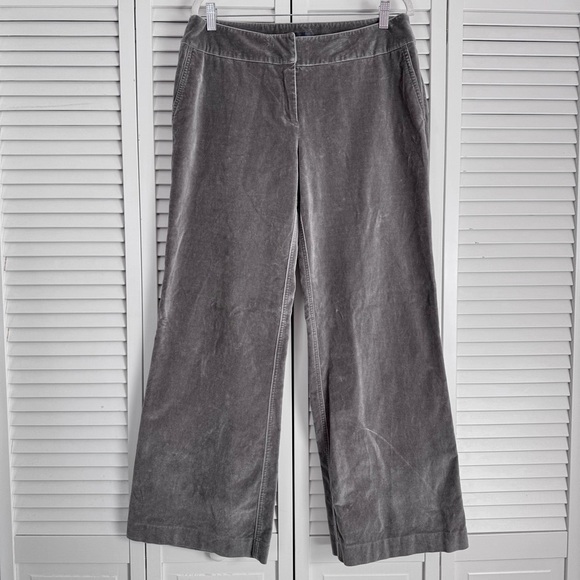 Boden Velvet Wide Leg Mid Rise Gray Cotton Pants Size US 10-12  UK 14 R - Picture 1 of 6